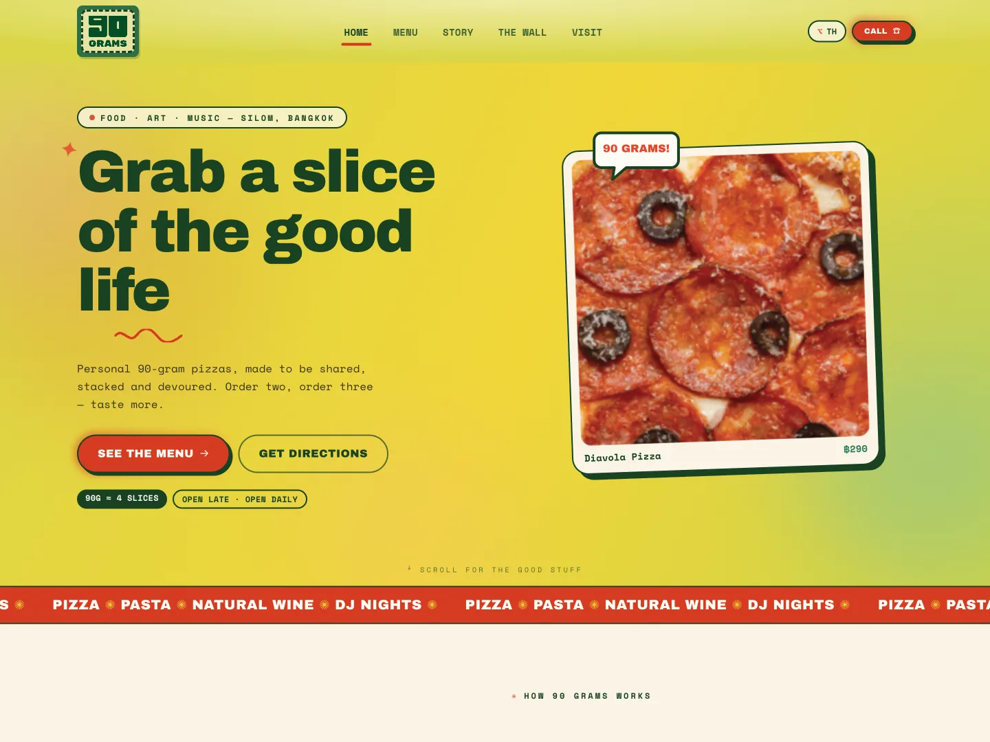 90grams.pizza website